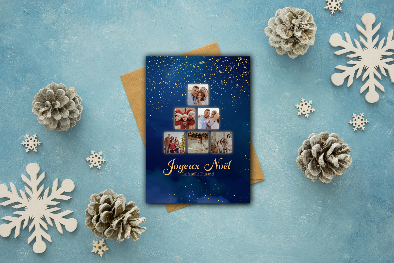 Modèle 17 - Fond bleu scintillant doré